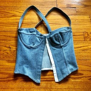 Designer denim corset top